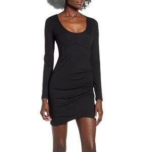 Row A Black Long Sleeve Ribbed Scoop Neck Bodycon Dress Size Small